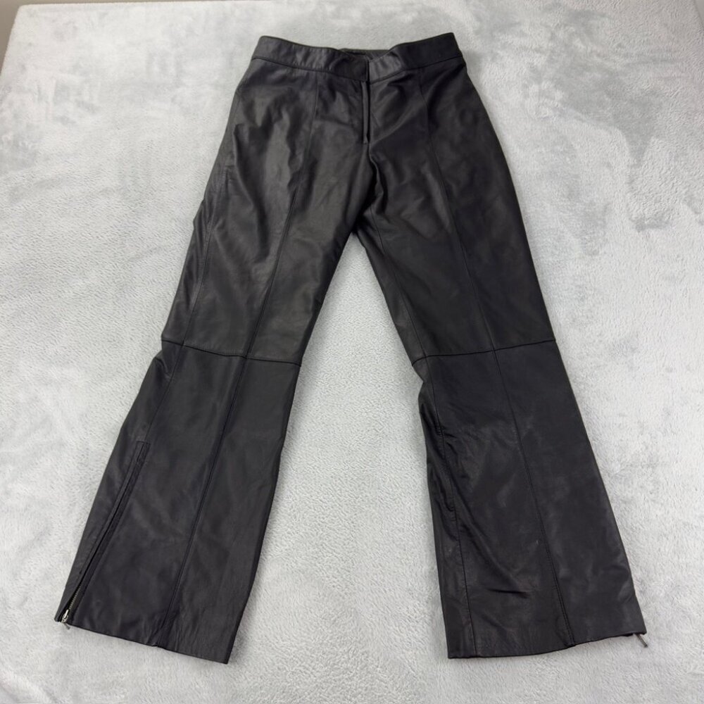 Danier Black Leather Flared Pants Size 4